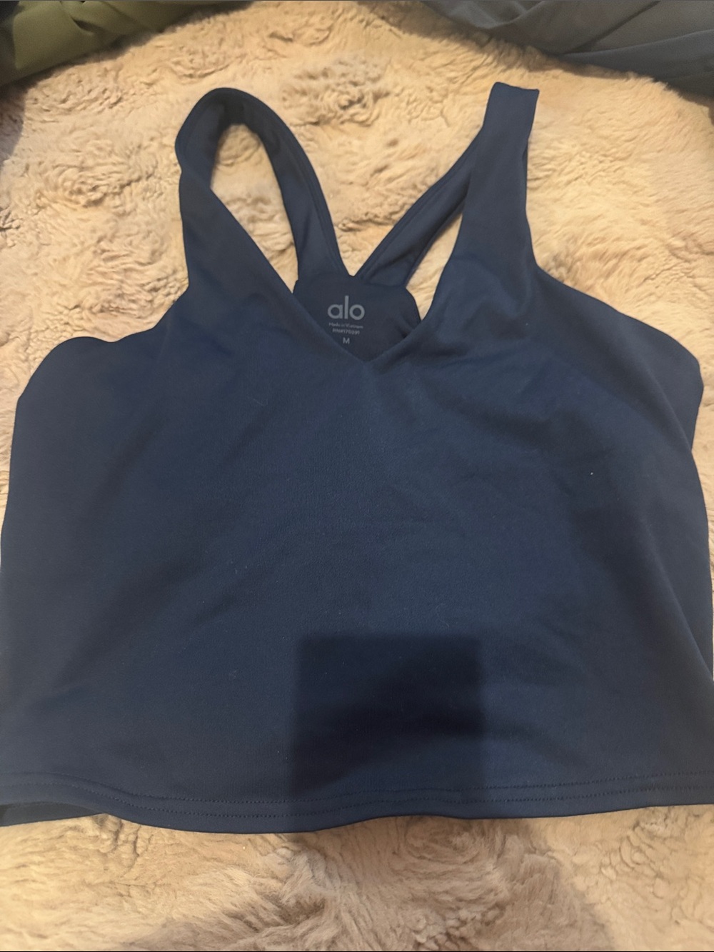 ALO Yoga Navy Cross-Back Sports Crop Top